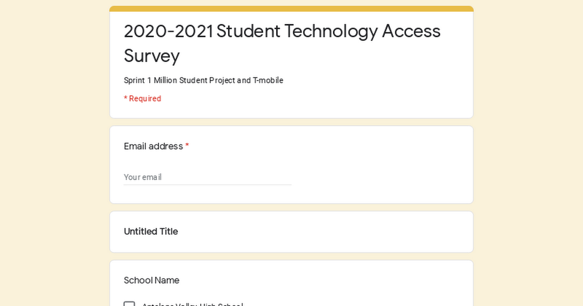 2020-2021 Student Technology Access Survey