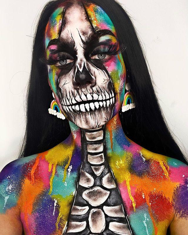Rainbow Skull Makeup Look