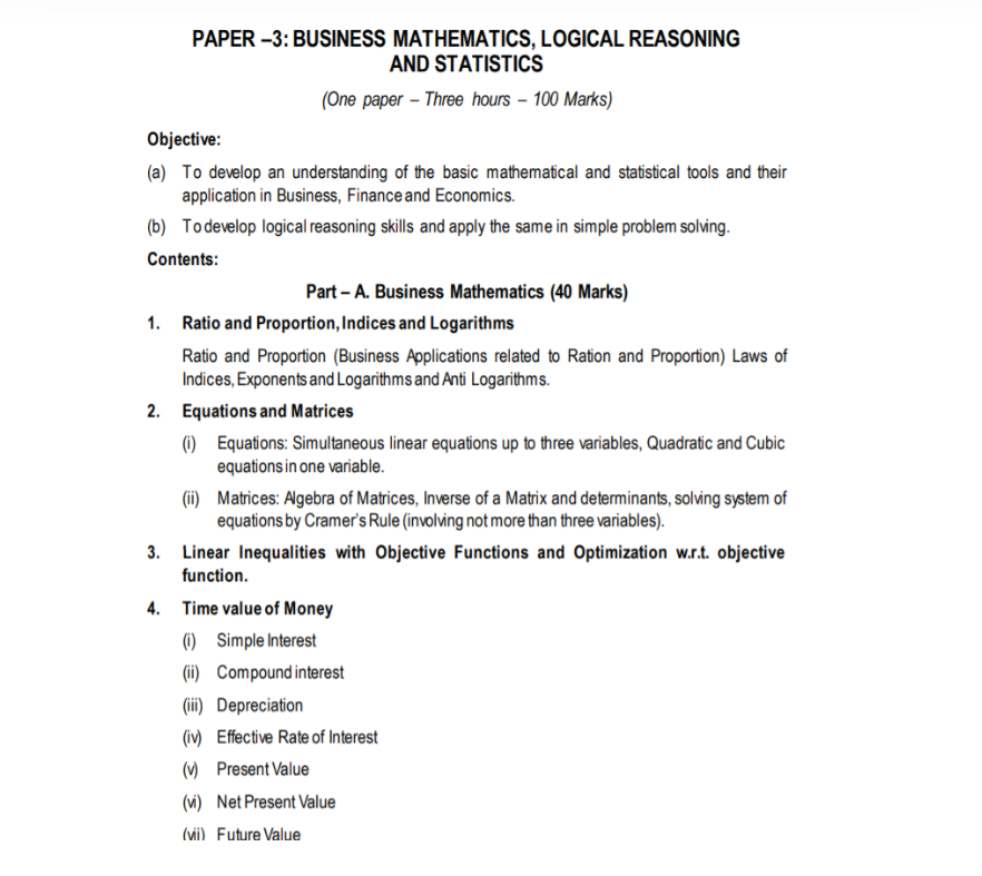 CA Foundation Maths syllabus