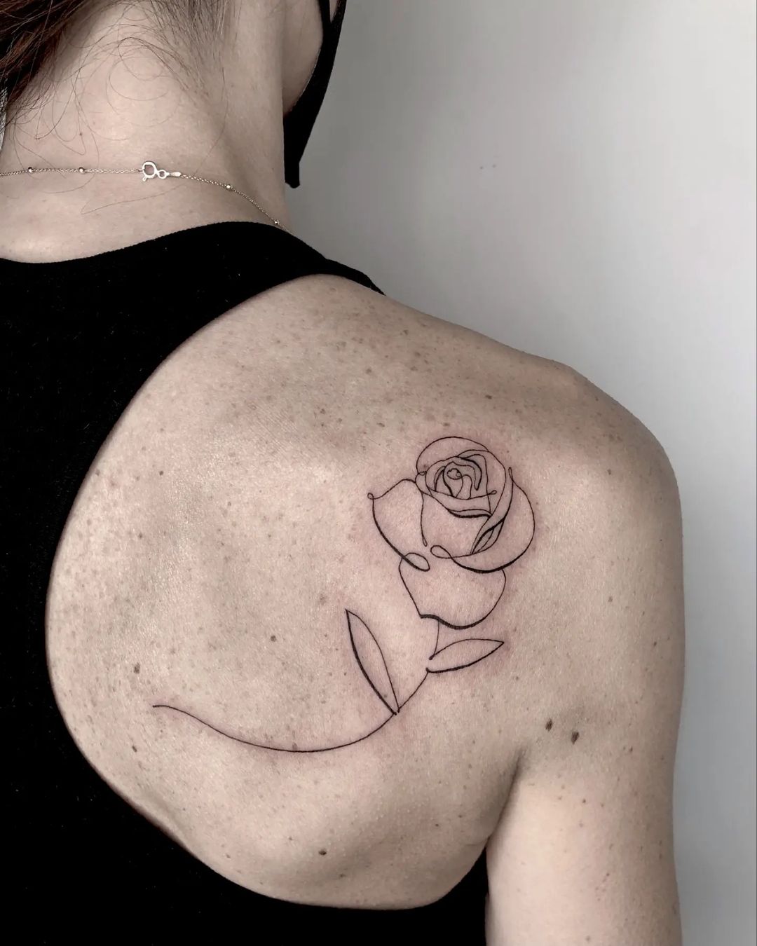 One Line Rose Tattoo