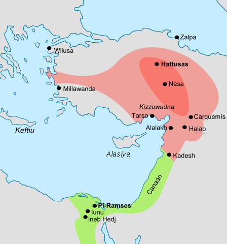 Map of the Hittite empire in Anatolia.
