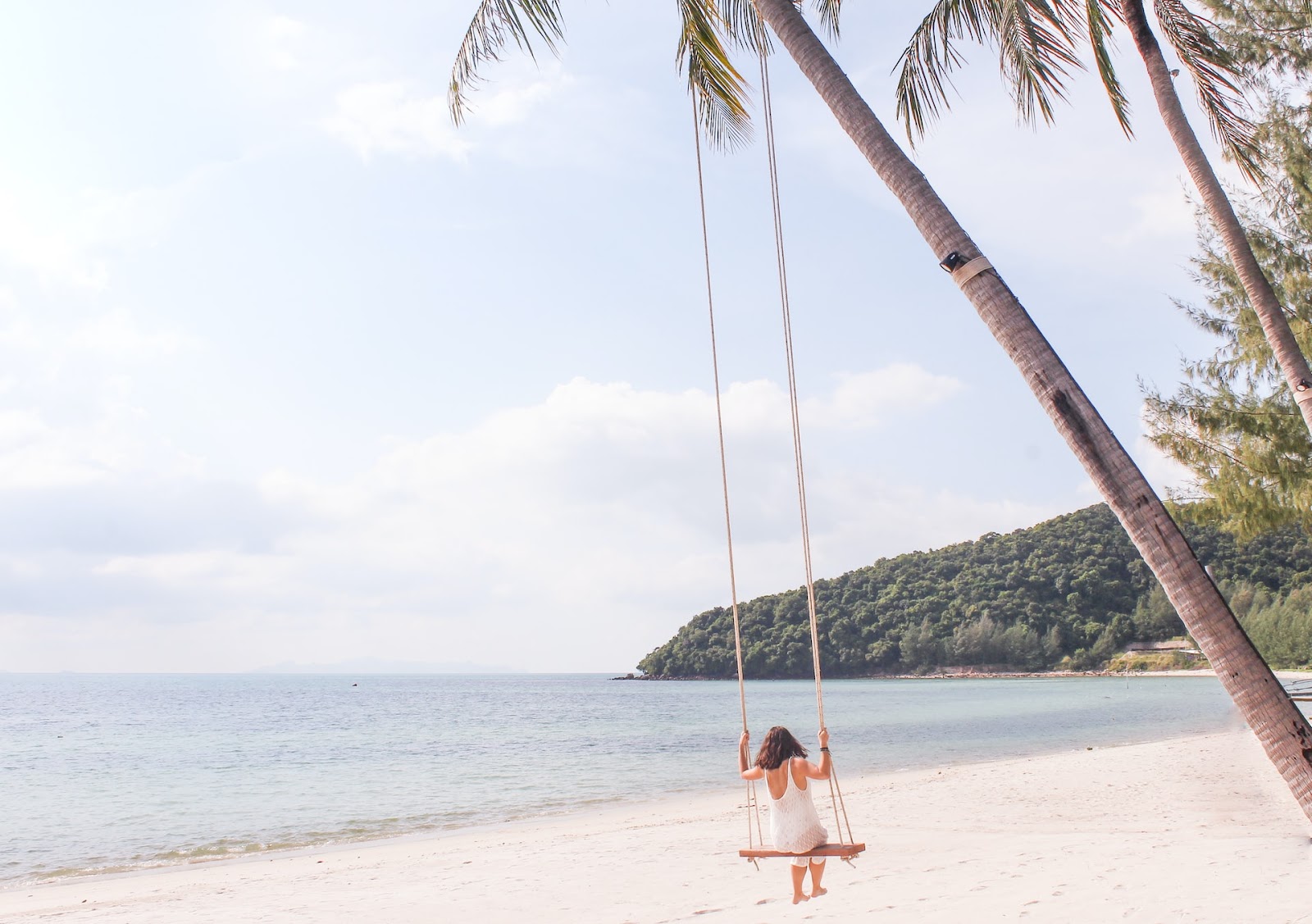 woman on a swing at Lamai beach