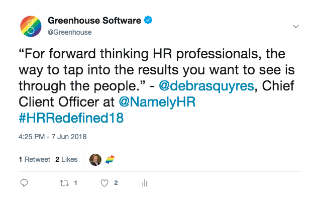 Tweet from Greenhouse Software mentioning the importance of people