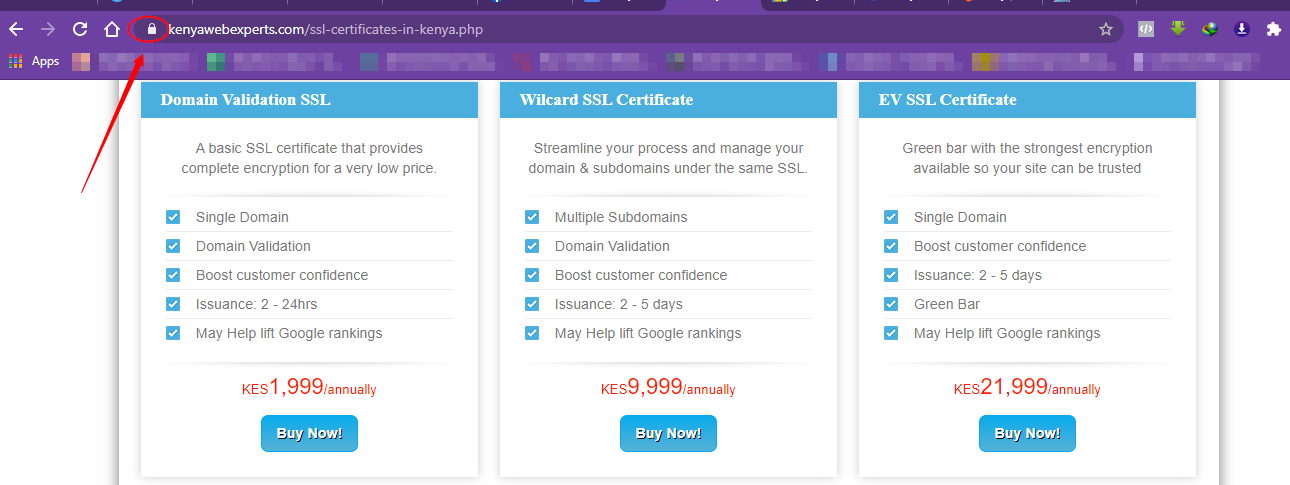 Kenya Website experts ssl prices