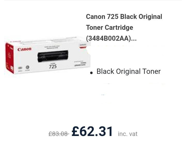 original Canon 725 toner cartridge price 