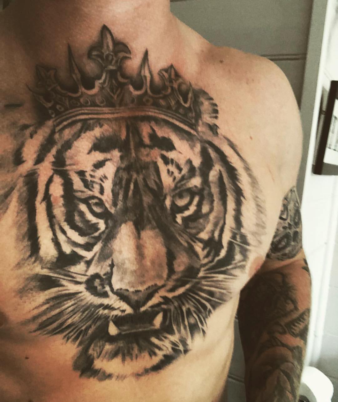 Angry Tiger With Crown Tattoo