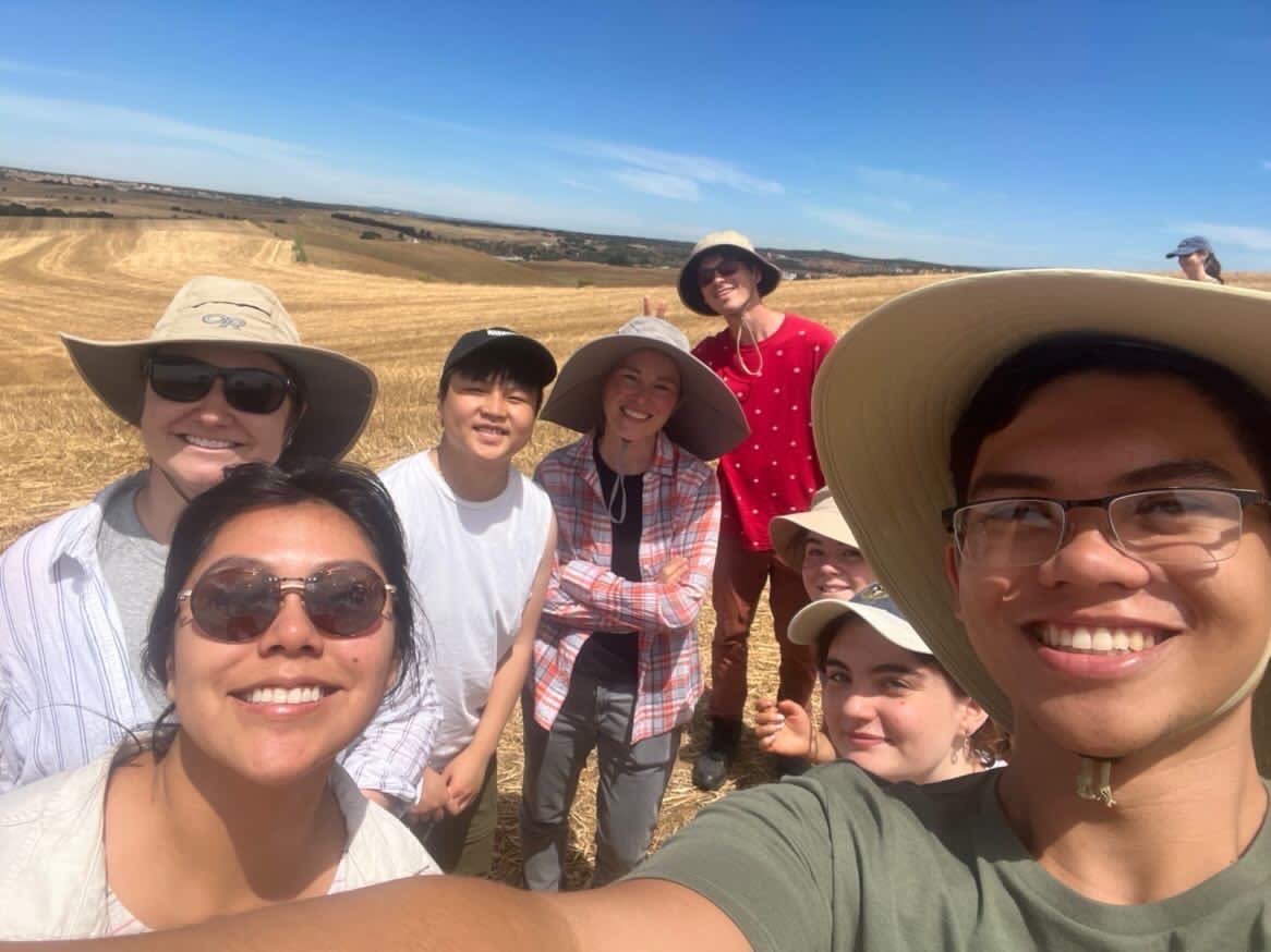 Professor Emma Ljung with four Princeton undergrads at an excavation site