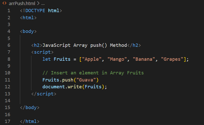 JavaScript push and pop