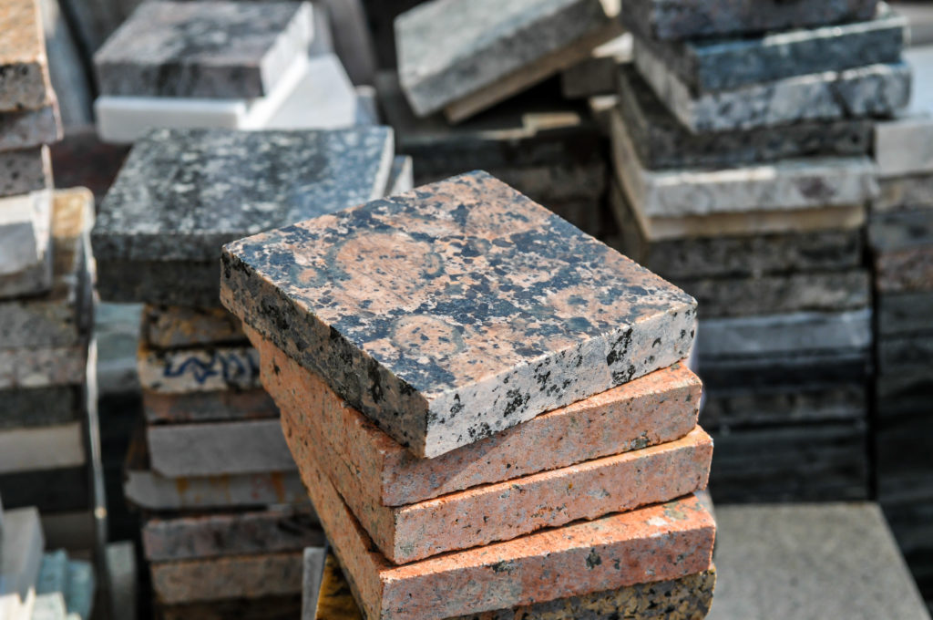 granite stone samples in square blocks