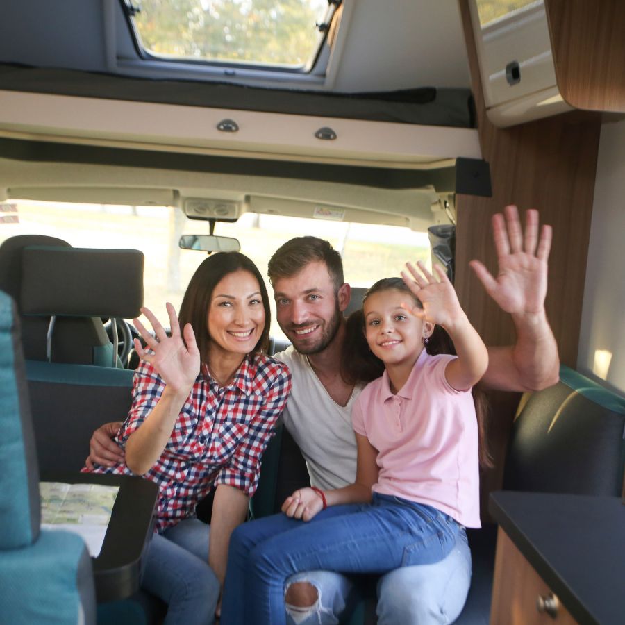 Family in a rented RV