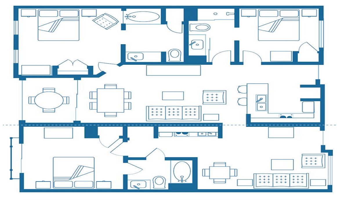 Three Bedroom Lockoff Floor Plan