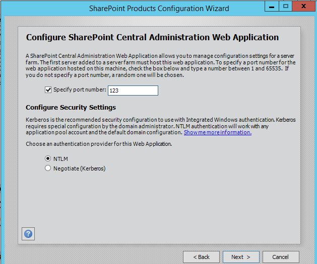 Configure SharePoint Central Administration Web Application