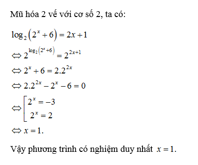 Ví dụ giải phương trình logarit bằng phương pháp mũ hoá
