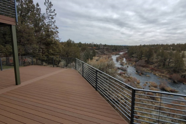 deckorates voyage mesa composite decking with railings overlooking view custom built