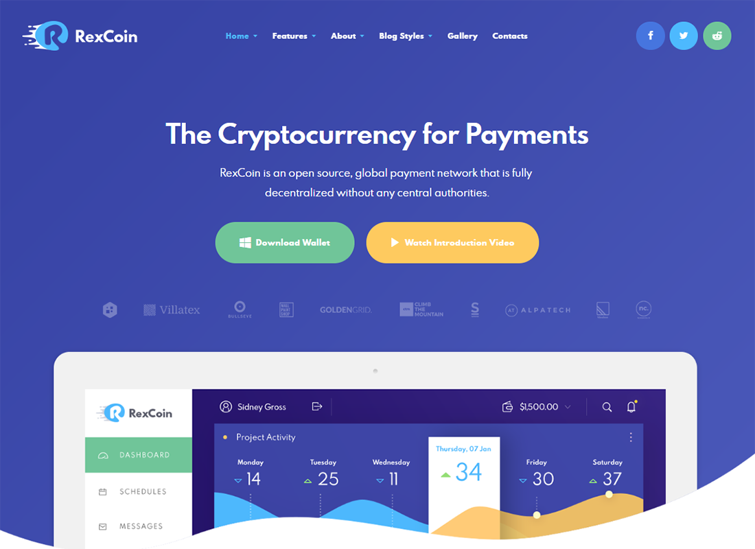 RexCoin: un tema de WordPress para ICO de monedas y criptomonedas multipropósito