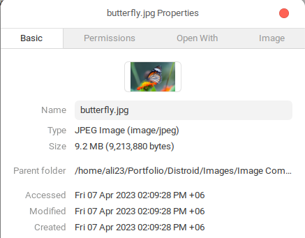 compressed image size linux