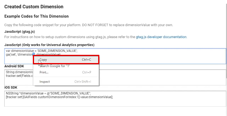 Copying the dimension value of the initialTrafficSource custom dimension