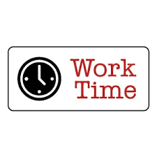 image with a clock and work time text