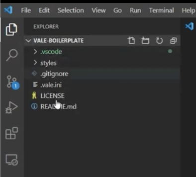 Image showing the vale boilerplate as the root folder