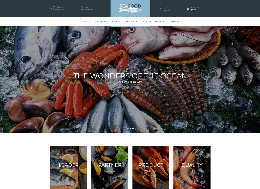 Tema de WordPress para empresas de mariscos y restaurantes