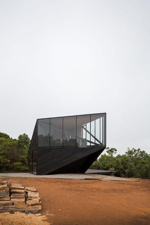 Beautiful Glass Cubic Hillside House Project