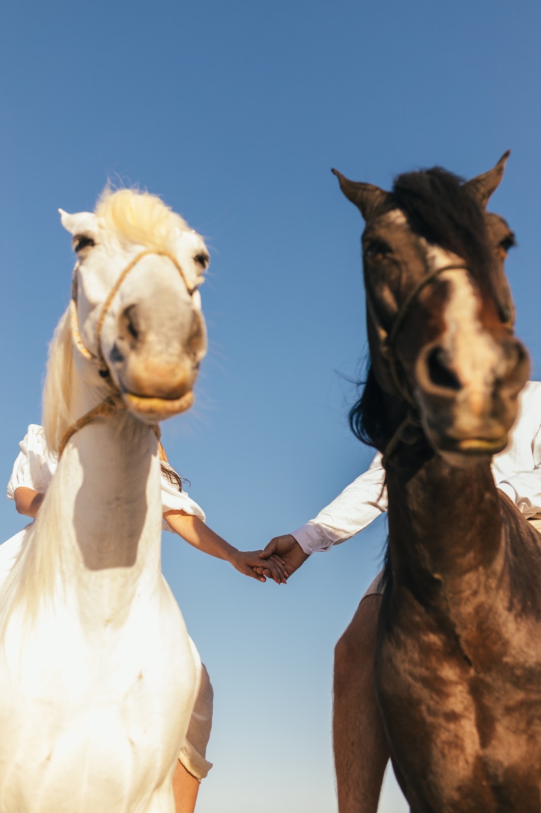 A couple enjoys a romantic horseback ride in Hawaii. 