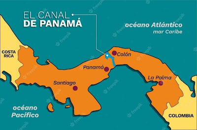 Mapa de panamá y su canal | Vector Premium