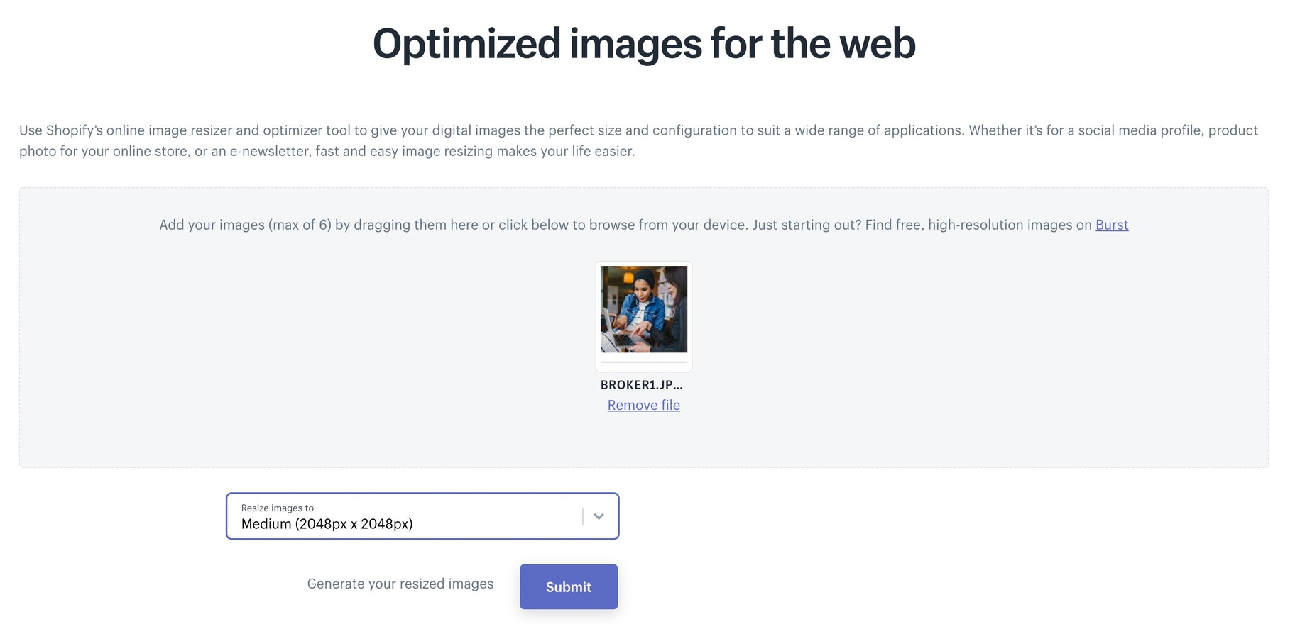 Shopify image optimizer