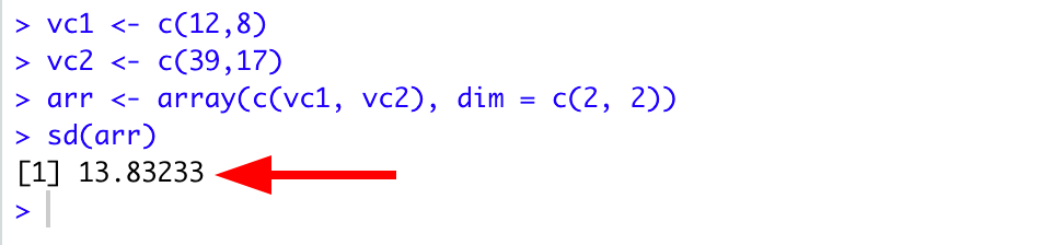 Standard Deviation Output in R for arrays. Source: uedufy.com