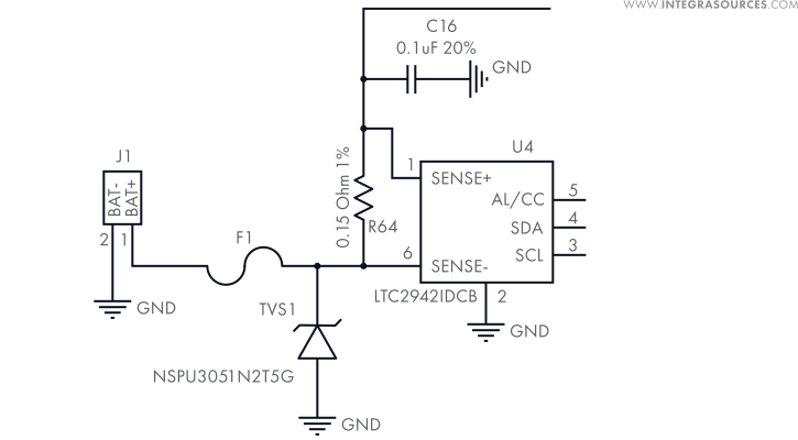 Using a TVS diode to protect a sensitive circuit from possible ESD at the battery connector.
