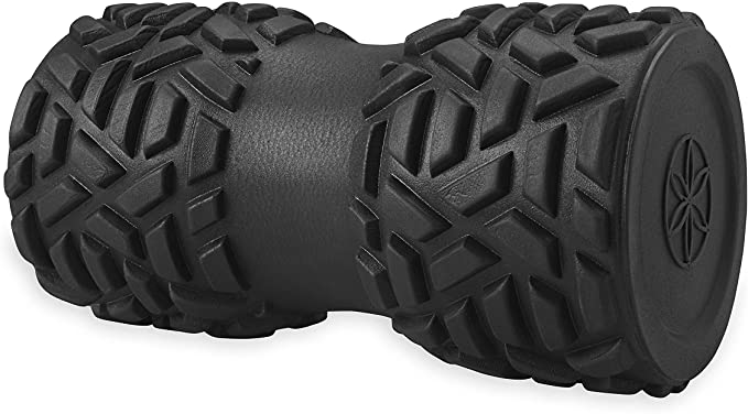 Gaiam Restore Grooved Foam Roller - Cradles The Spine, Calf, or Arms for Deep Muscle Release - Lightly Textured with Padding for Gentle Massage - 8" L x 4" D - Includes Massage Guide