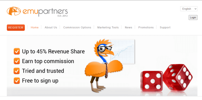 Emu Partners affiliate program for publishers and webmasters