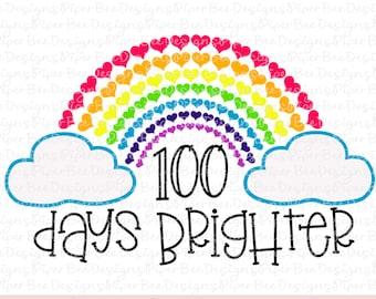 100 Days of School SVG 100 Days Brighter SVG 100 Hearts SVG - Etsy