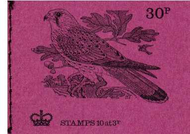 British Stamps QE II Stitched Decimal Booklets Item: view larger image for SG DQ64 (1972) - 30p Booklet <br/>Dated June 1972 - No 5 Kestrel