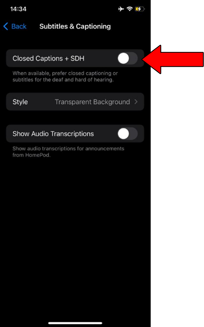 Enable Captions &  SDH on iPhone