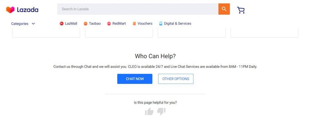 Lazada Live Chat Feature