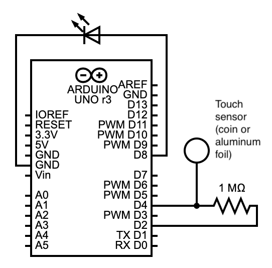 An Arduino touch lamp circuit diagram