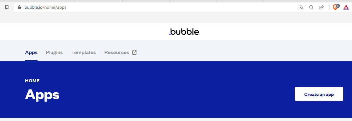 Screenshot of the Bubble.io platform for creating your APP