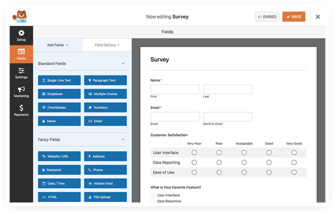 survey and polls addon wpforms