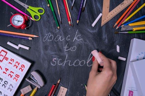 Free Back to School Phrase on a Blackboard Stock Photo