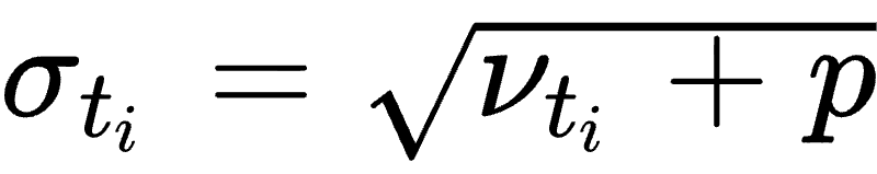 sigma_(t_i)=sqrt(nu_(t_i)+p