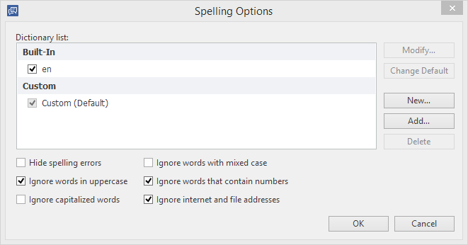 TalkMaster Spelling options