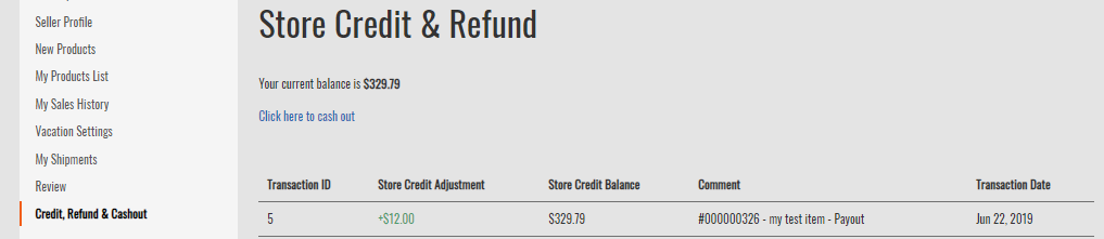 Star Hangar - Seller Payout menu