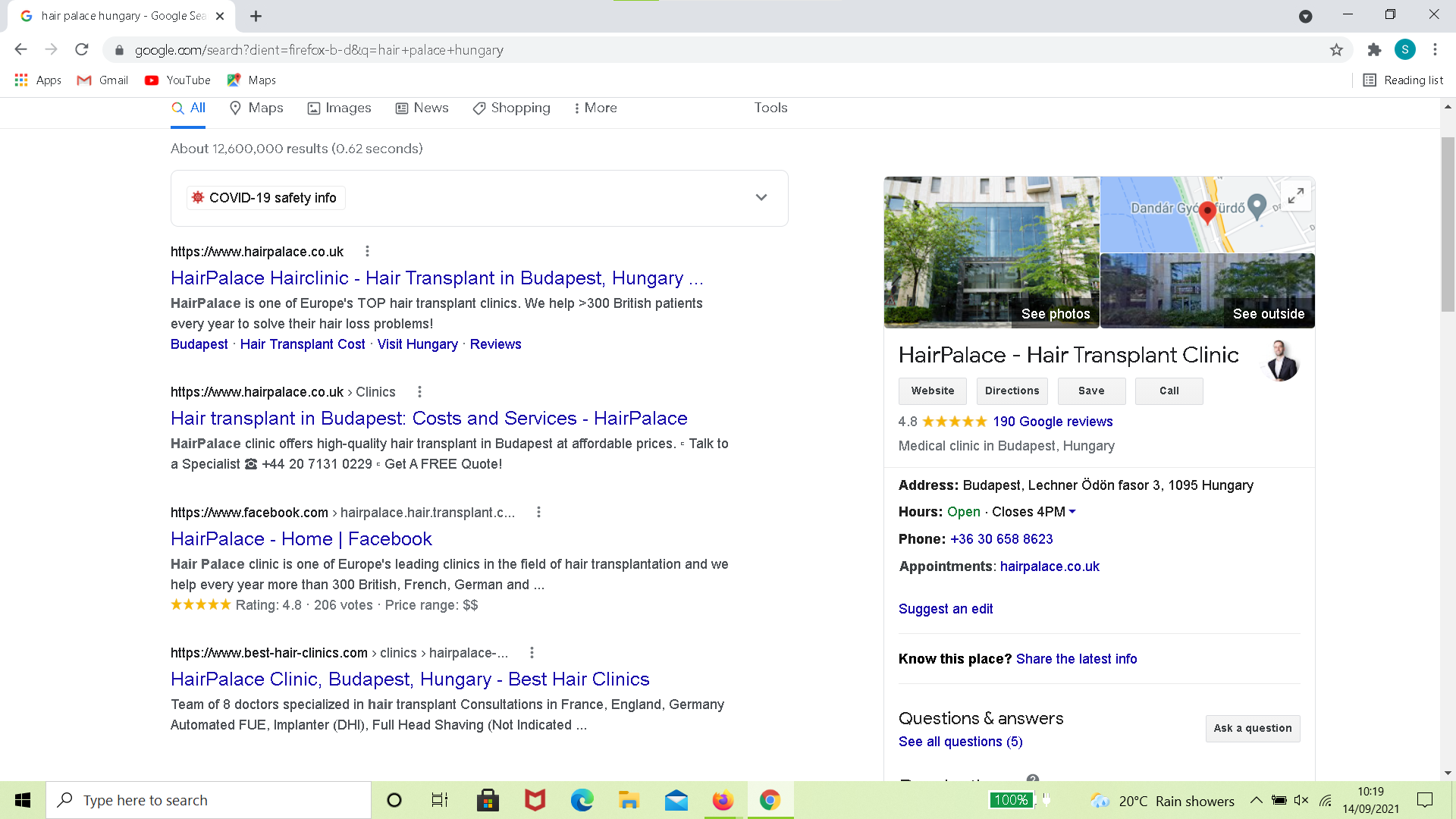 google business listing screenshot