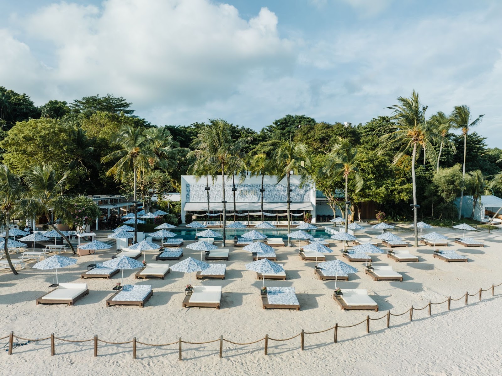 An aerial view of the Dior summer campaign Dioriviera event at Tanjong Beach Club, Singapore. 