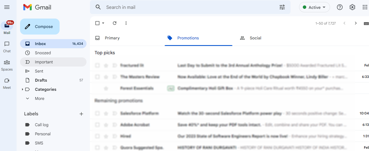 Gmail Interface. 