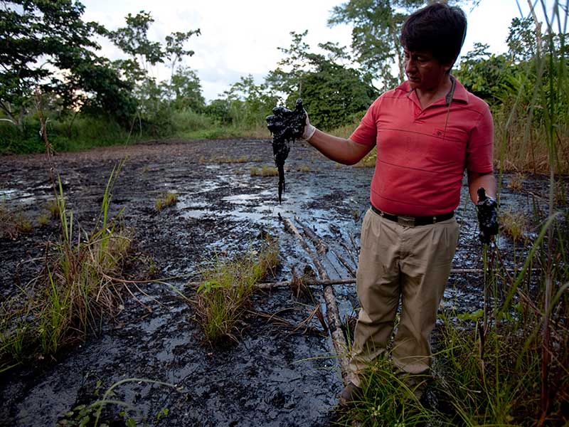 The black toxic sludge part of the toxic waste dump by Chevron