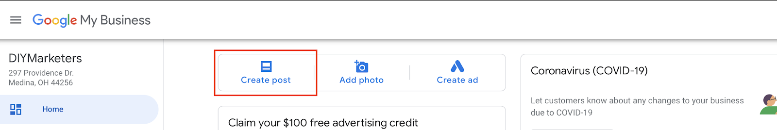 add a post on Google My Business listing