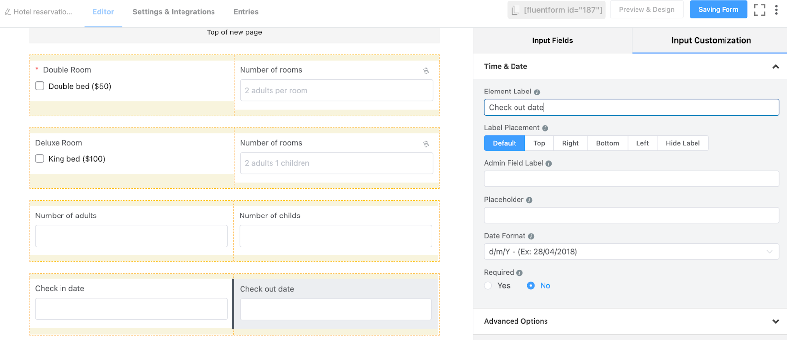 wordpress booking form