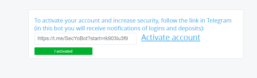 vérification compte Telegram